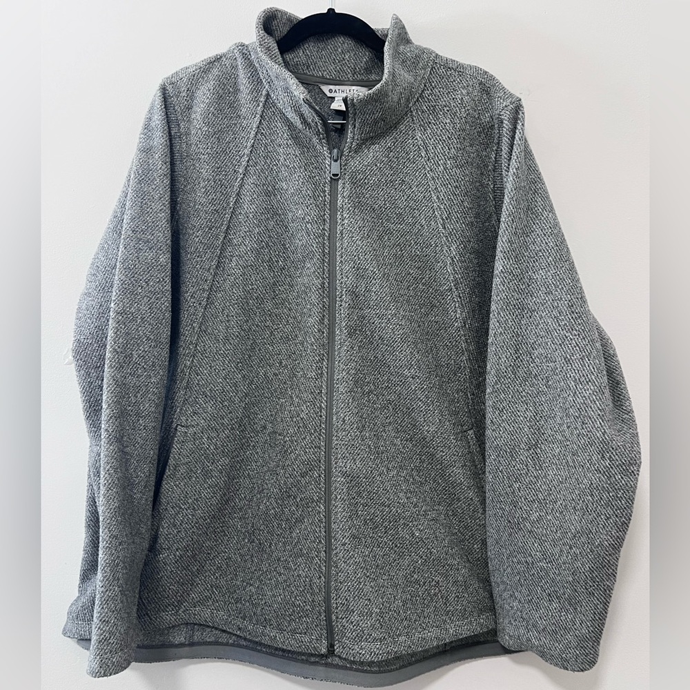 Athleta Stroll Fleece Full Zip Jacket Heather Gray Size 2X Lightweight - Picture 3 of 8